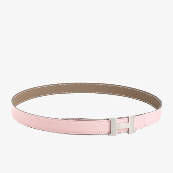 Hermes Accessories - Hermes Pink and Etoupe Reversible H Belt